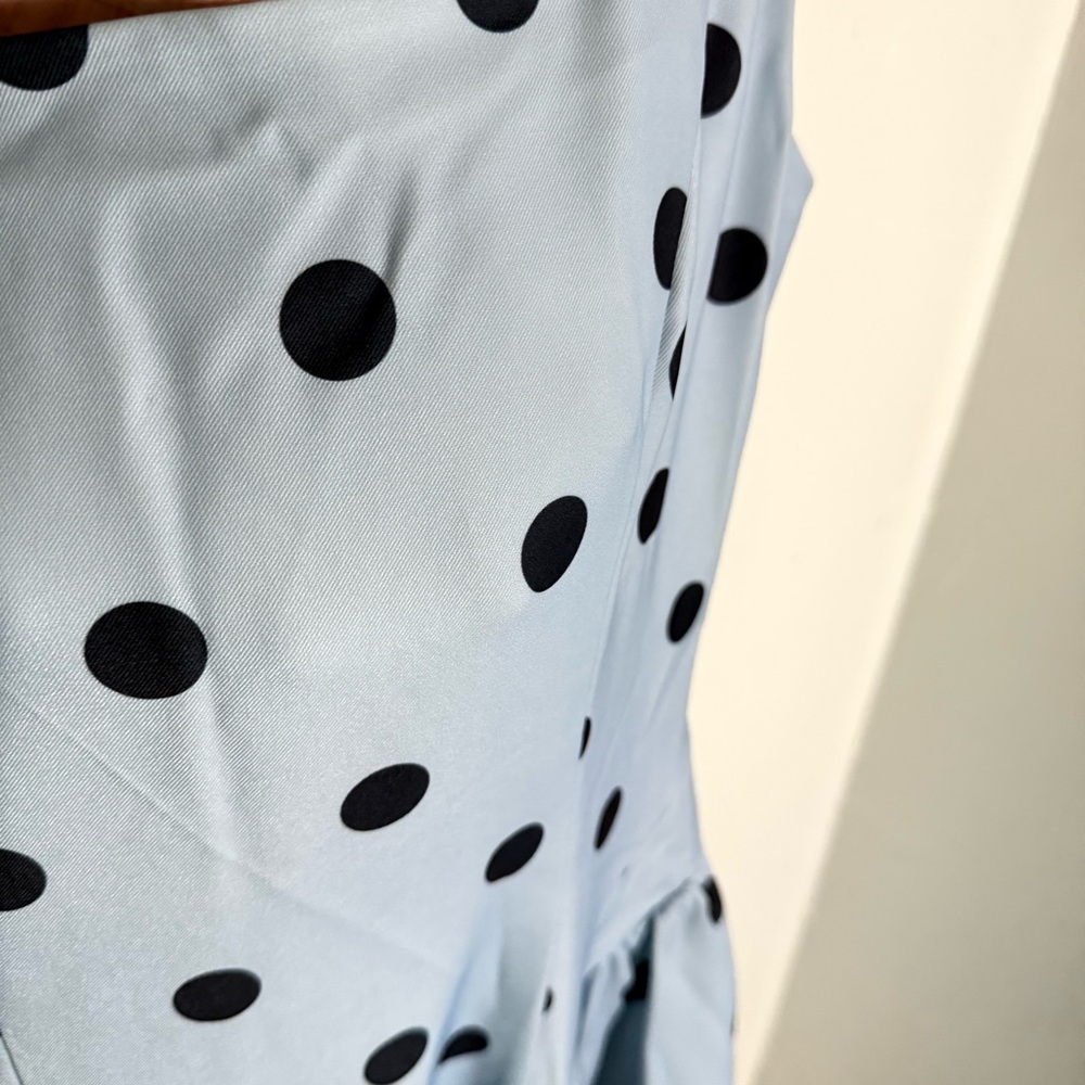 NWT Mac Duggal Blue Polka-Dot Square-Neck A-Line Midi Dress - Picture 6 of 11